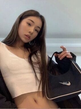 Nike Black Shoulder Bag with White Swoosh Piping